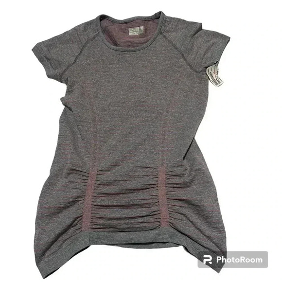 Athleta Fast Track Short Sleeve Stripe Workout active Size M - Picture 2 of 5